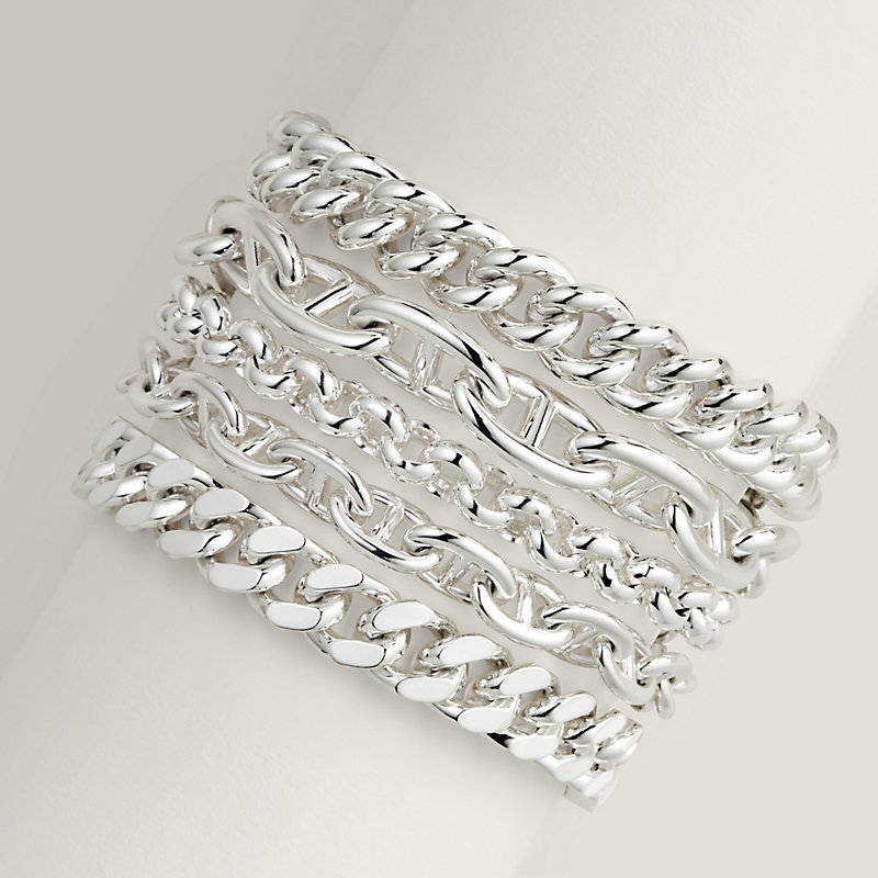 Chaine d'ancre Multichaines寬版手環- 銀| Hermès 愛馬仕台灣